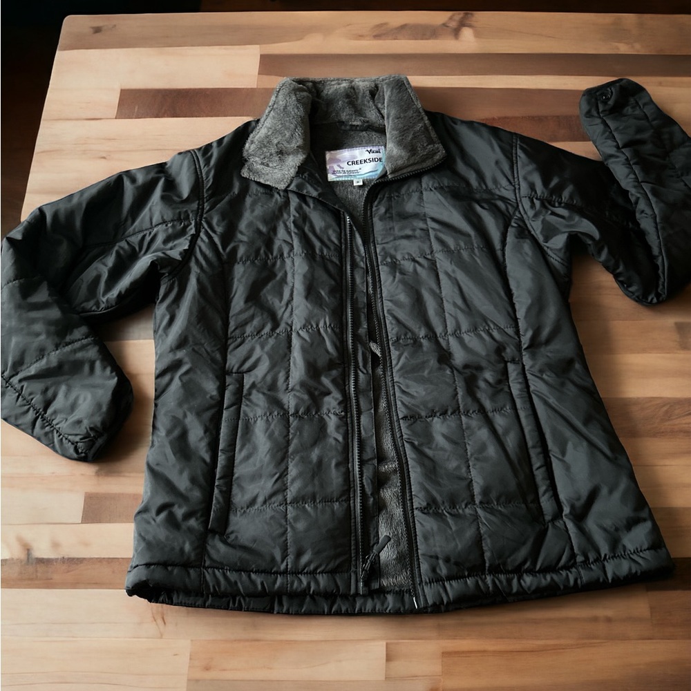 Viking Creekside Black Quilted Jacket Fleece Lined Coat Size 8